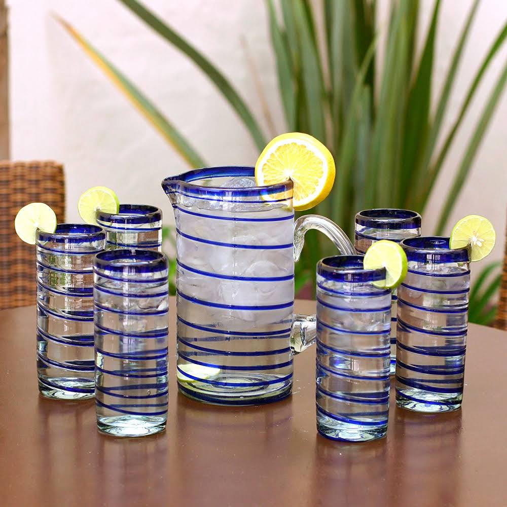 Cobalt Spiral Highball Glasses Set of 6 W591067