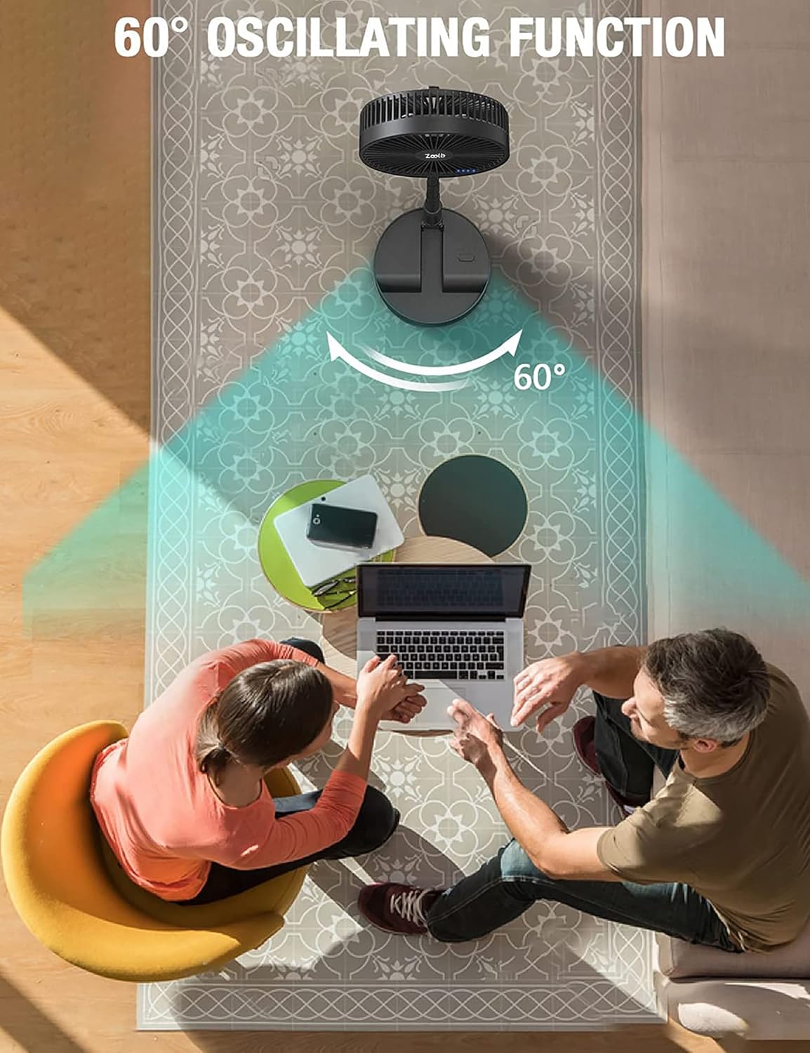 7200mAh Rechargeable Oscillating Fan with Remote Control K6822
