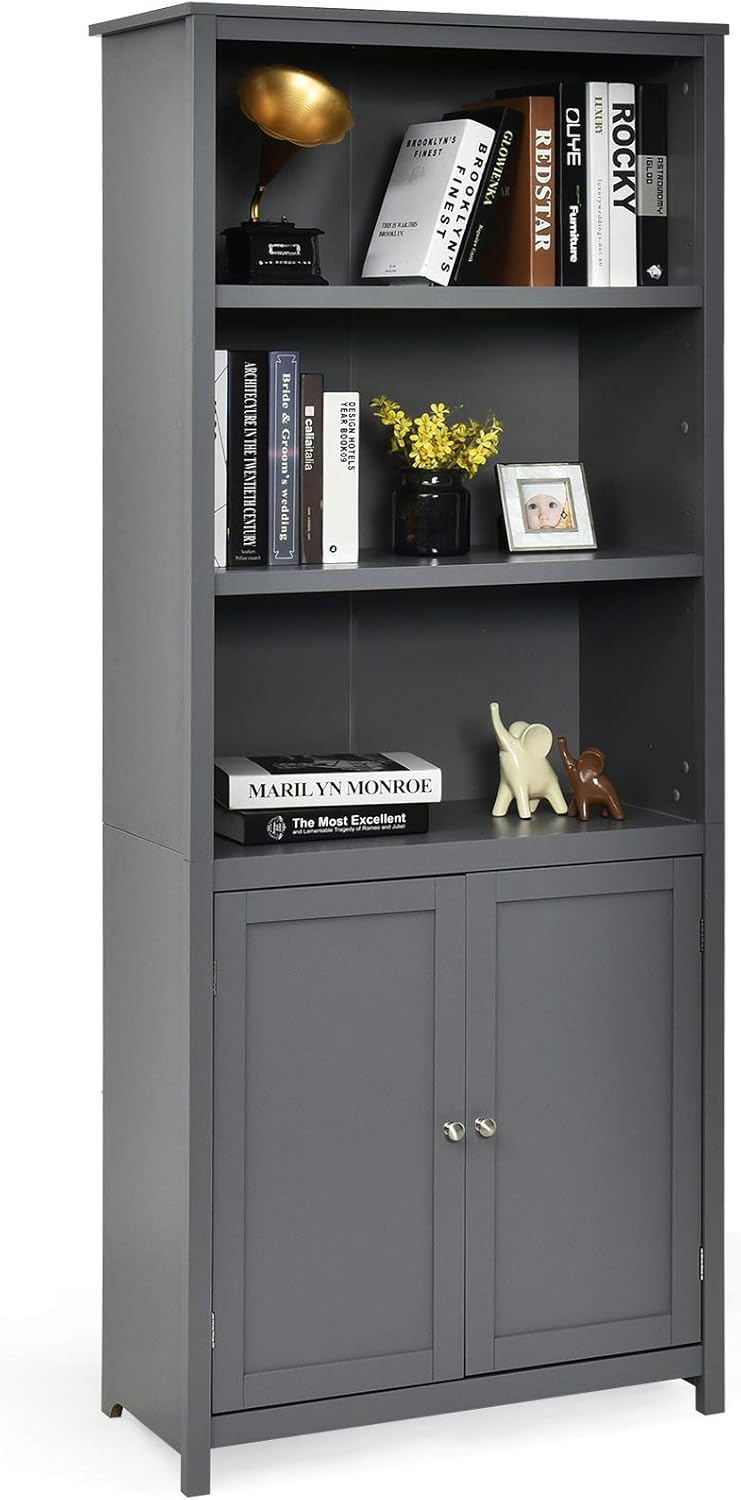 3 Tier Wooden Bookcase with Double Doors Q3725