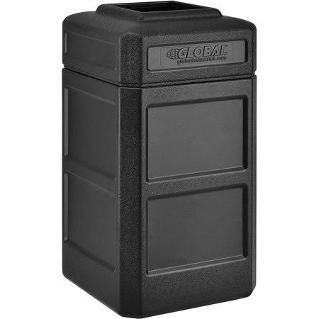 Black 42 Gallon Square Waste Receptacle with Flat Lid G28832