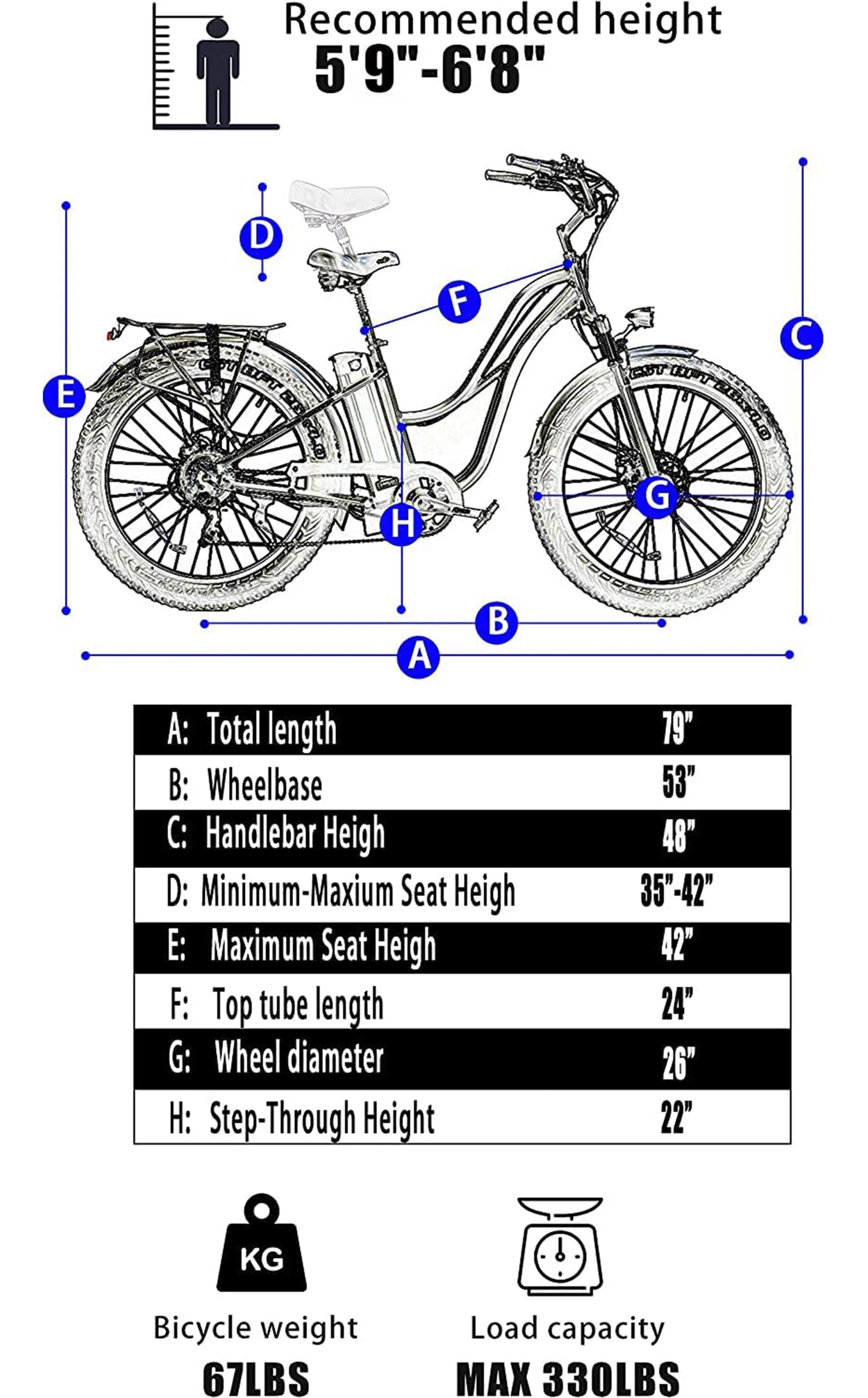 White 26" x4.0 Fat Tire Electric Bicycle W81986