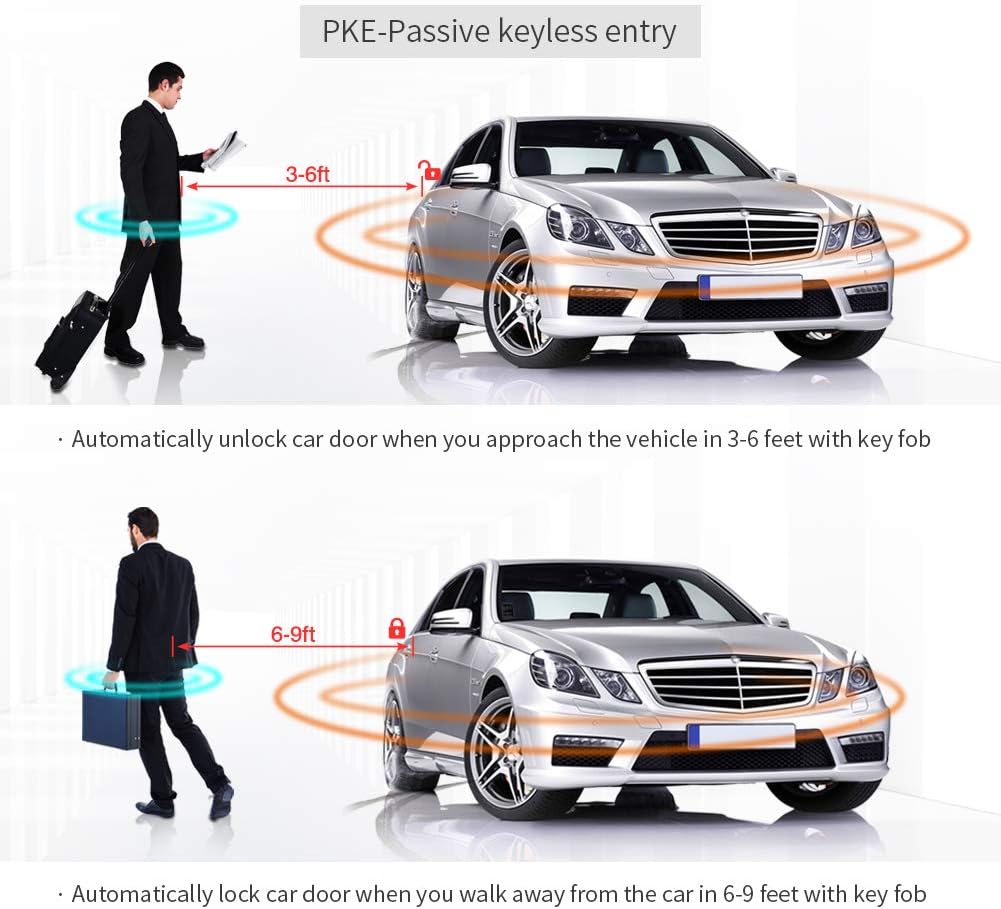 Smart Key PKE Car Alarm with Push Engine Start Button DC12V F20027