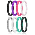 Silicone Wedding Stackable Ring Set, MultiColor, 8 x 6 mm L187