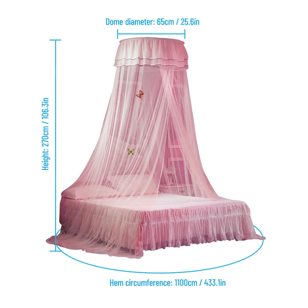 Princess Style Bed Canopy Fine Mesh Net Lace Curtain Q946