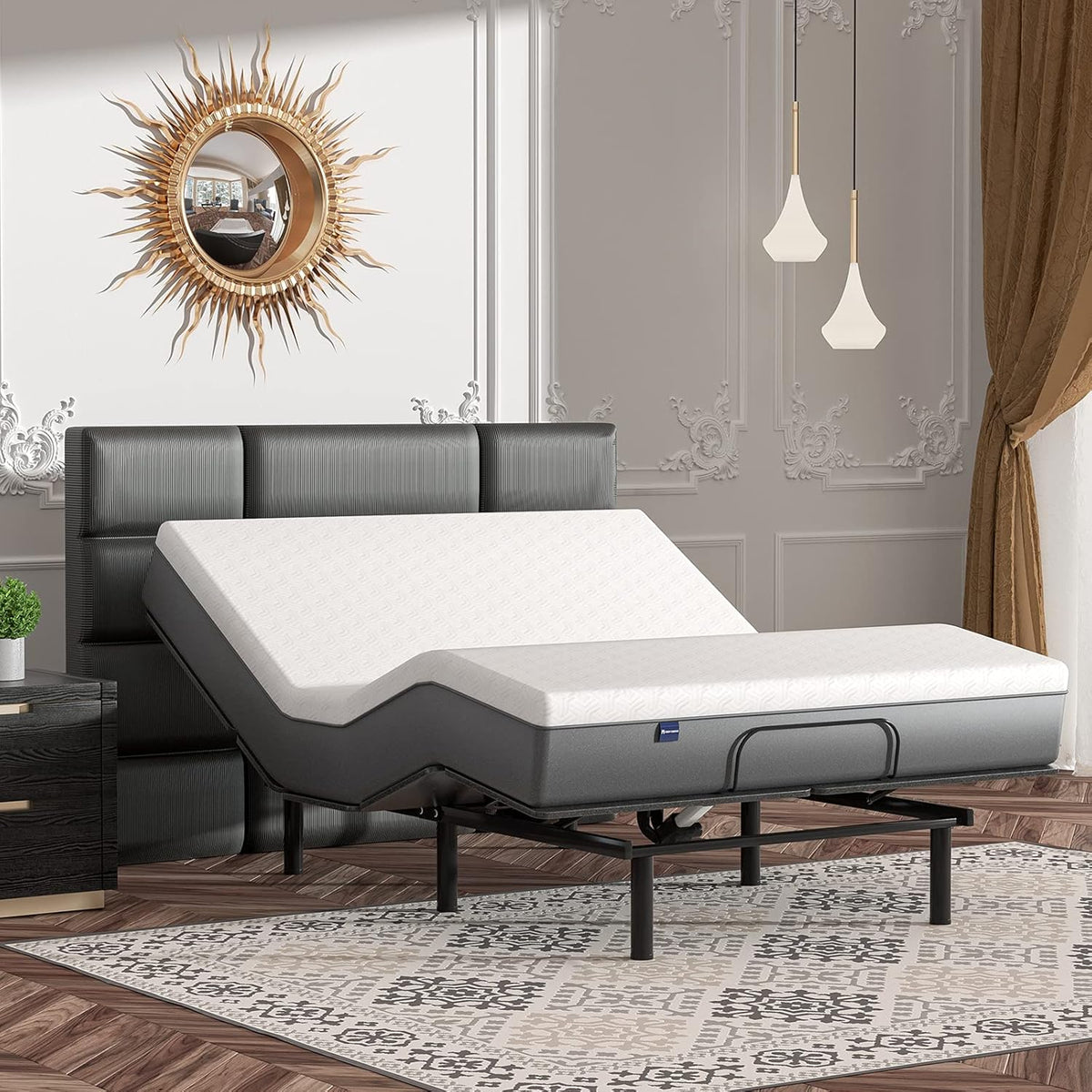 Black Twin XL Adjustable Bed Base with Wireless Remote V544468