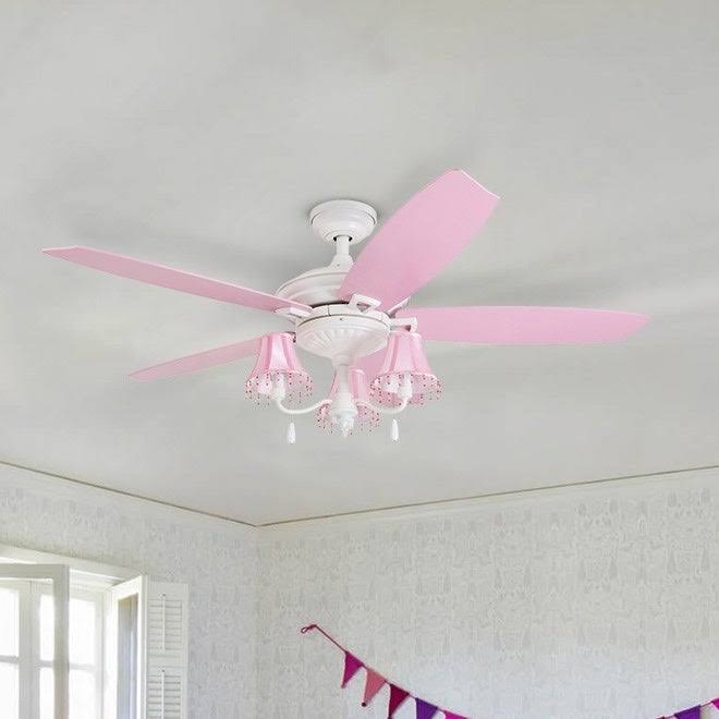 48-Inch White/Pink LED Ceiling Fan M8062