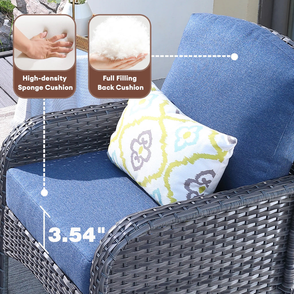 4 Pieces Outdoor Wicker Sectional Couch with Cushions V959