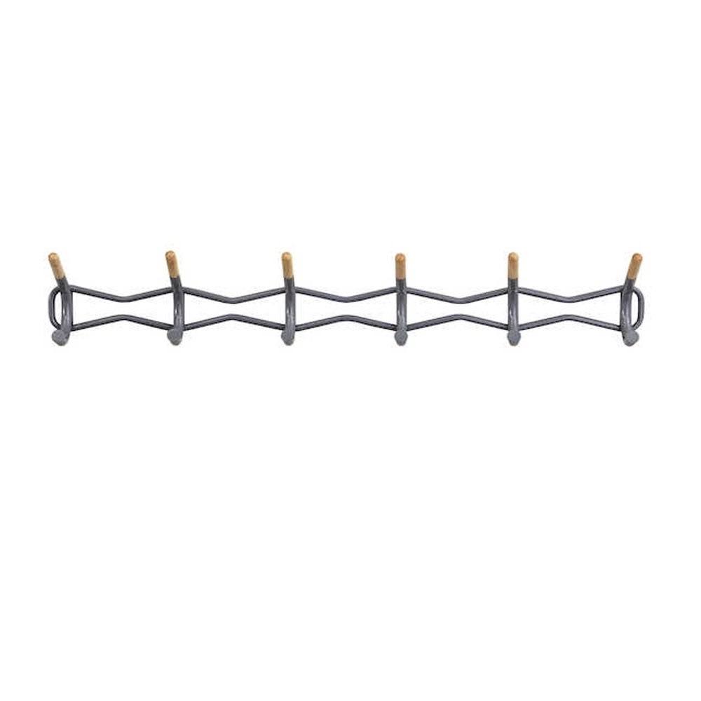 6 Hook Black Coat Wall Rack D5230