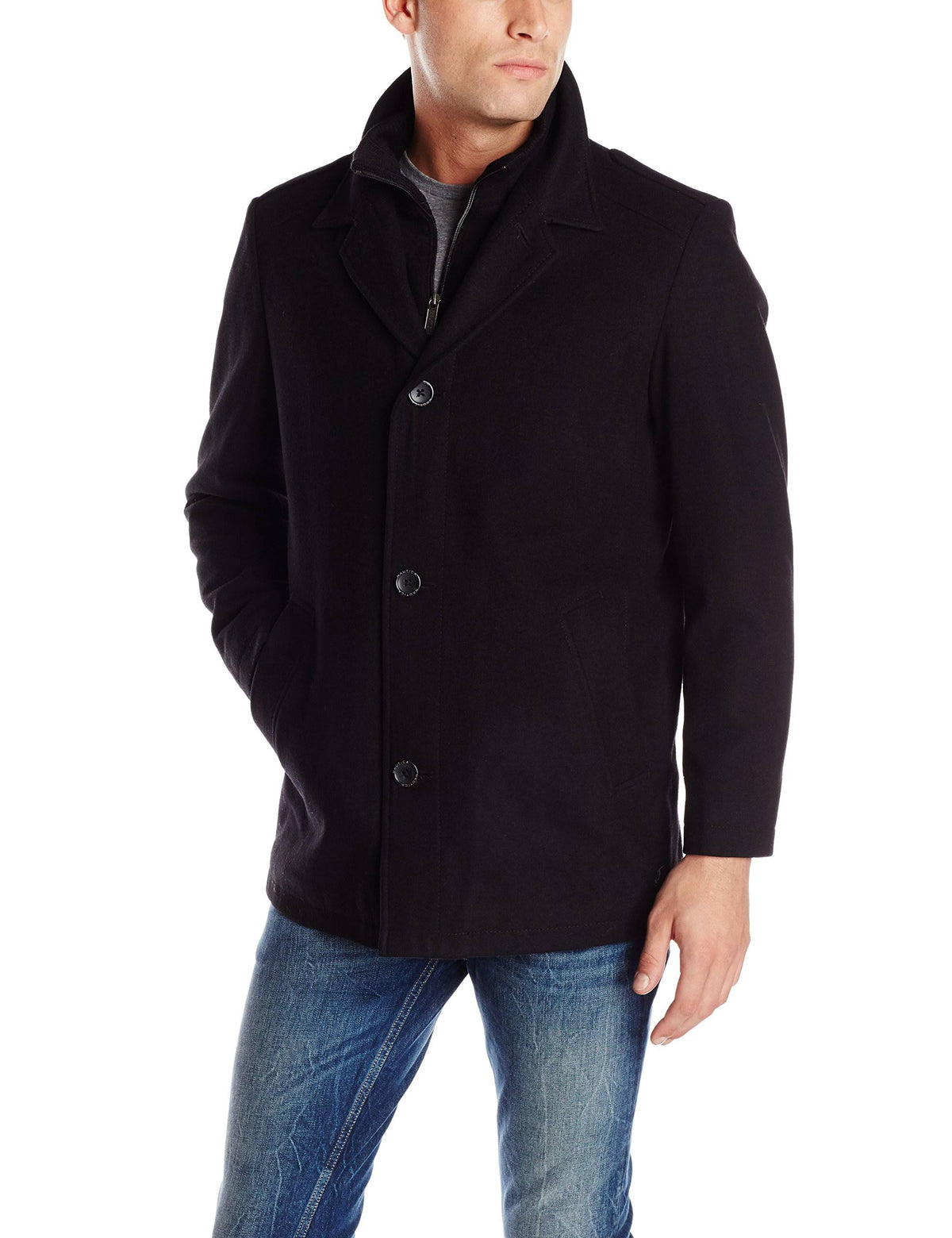 Black Single Breasted Coat Size Large V74329