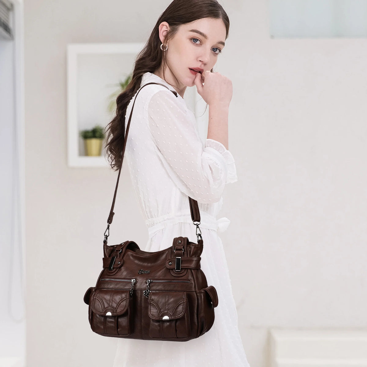 Coffee Large Hobo Handbag F731333