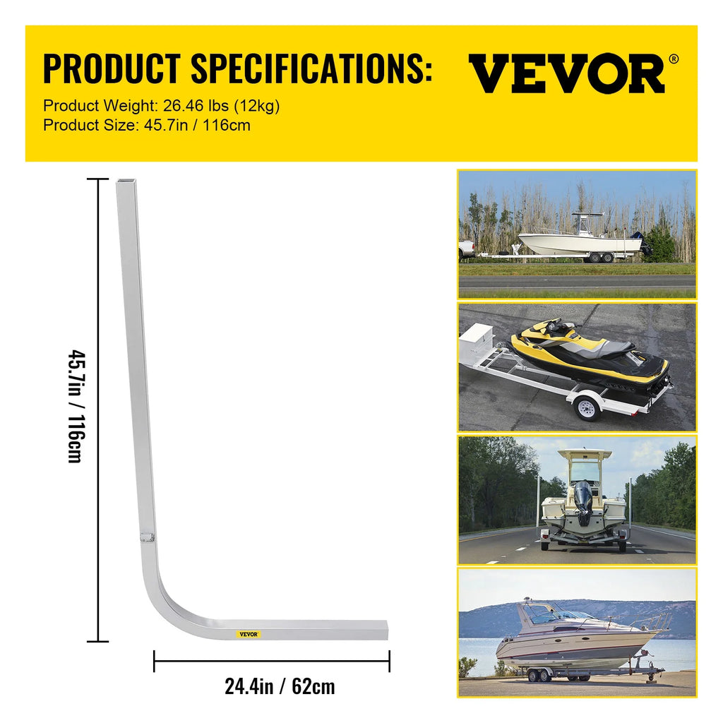 Boat Trailer Guide-on, 46", One Pair Aluminum, Adjustable Width, Complete Mounting Accessories Q87260