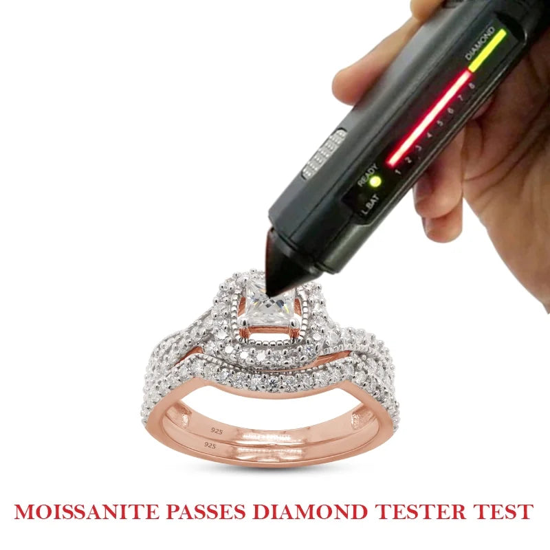14K Rose Gold Over Sterling Silver Moissanite Halo Engagement Ring W1187