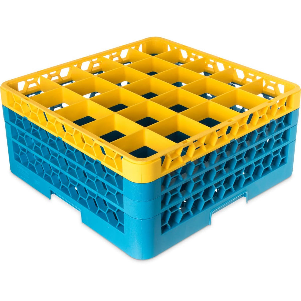 25 Compartment Yellow Glass Rack with 3 Extenders S7409