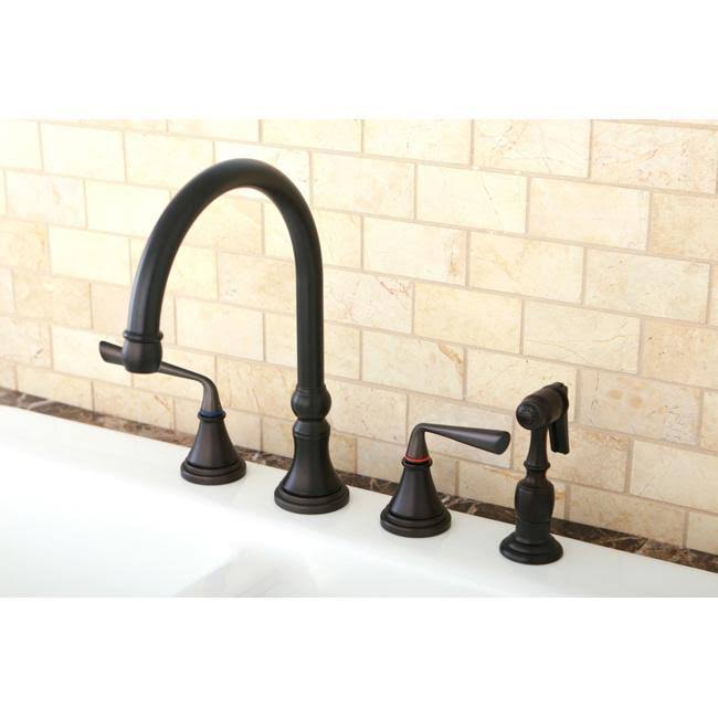 Polished Brass Widespread Kitchen Faucet with Sprayer M5603