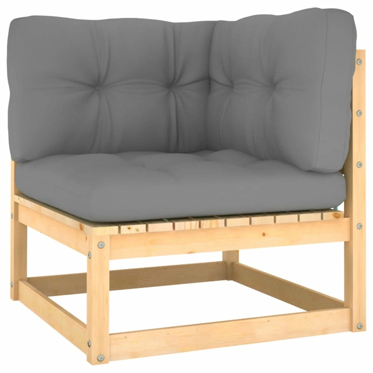 6 Piece Wooden Patio Lounge Set with Gray Cushion Corner Sofa and Coffee Table N90800