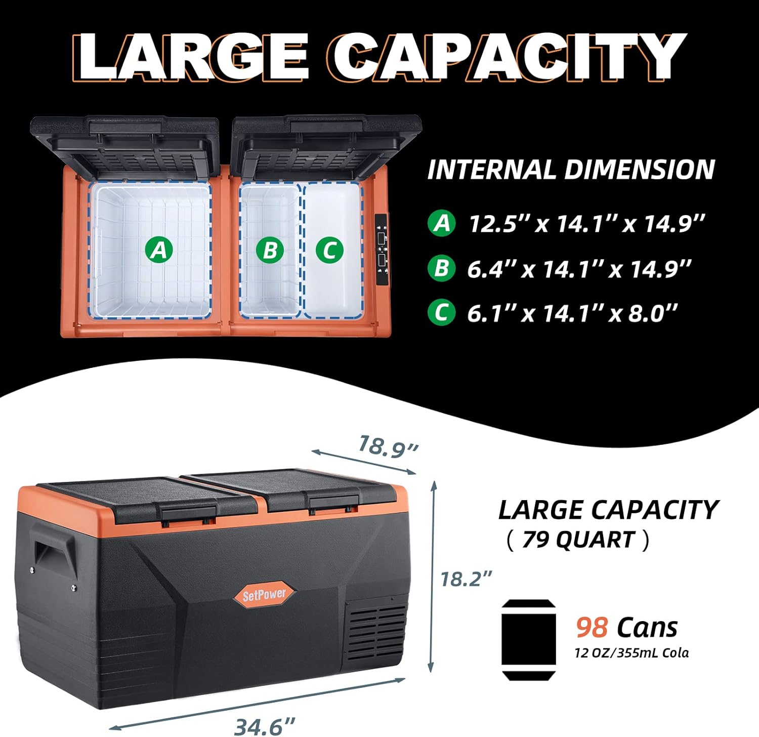 12 Volt Dual Zone Portable Refrigerator D2713