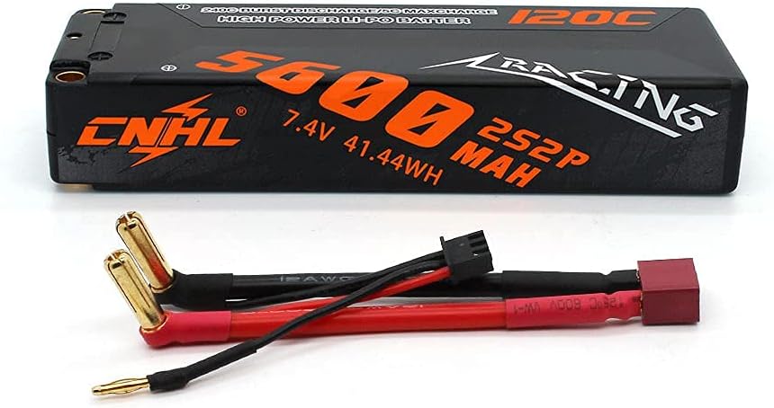 2S 5600MAH 120C 7.4V Lipo Battery with Deans Plug, Pack of 2 L58668