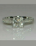14K White Gold Plated Princess Cut Solitaire Ring H8469