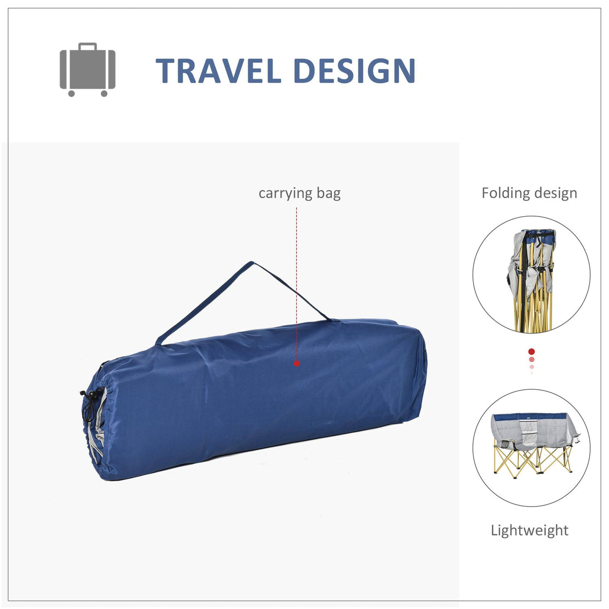 Double Seat Folding Camping Chair with Storage Pocket & Cup Holder G30100