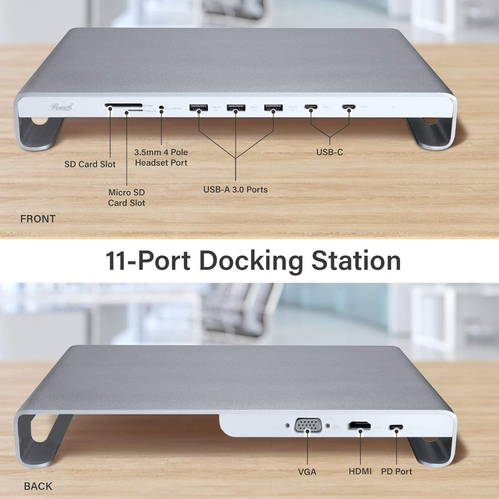 USB-C 11-Port Docking Station Monitor Stand with 100W Power Delivery C597351
