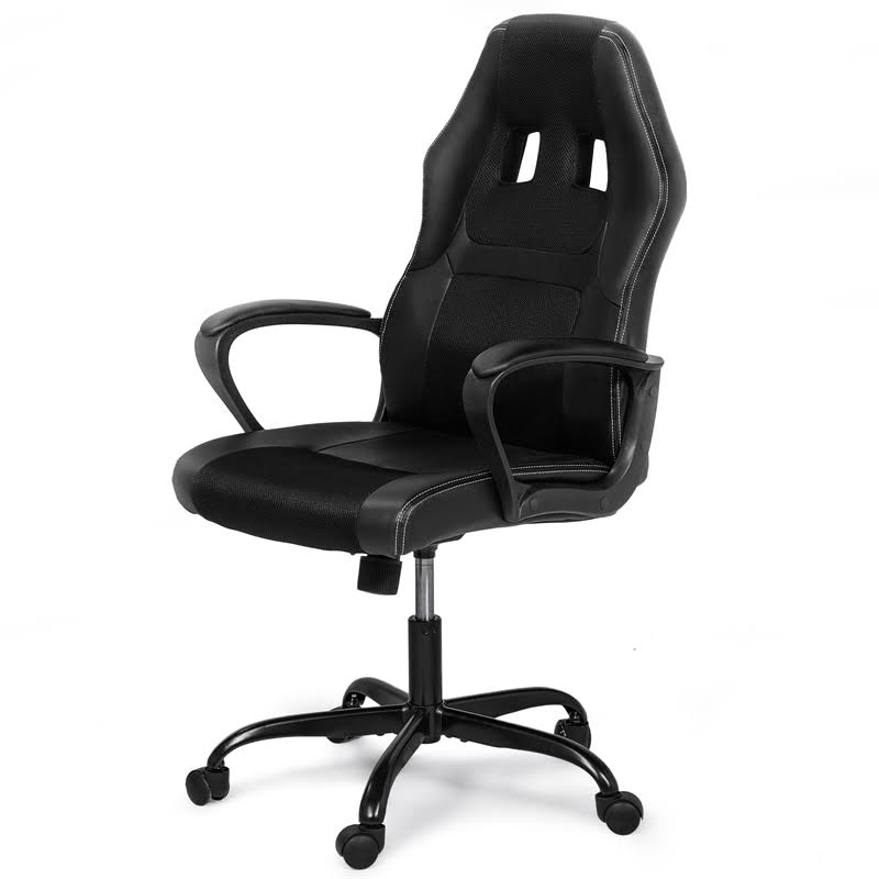 Black PU Leather Office Chair with Metal Base W5965