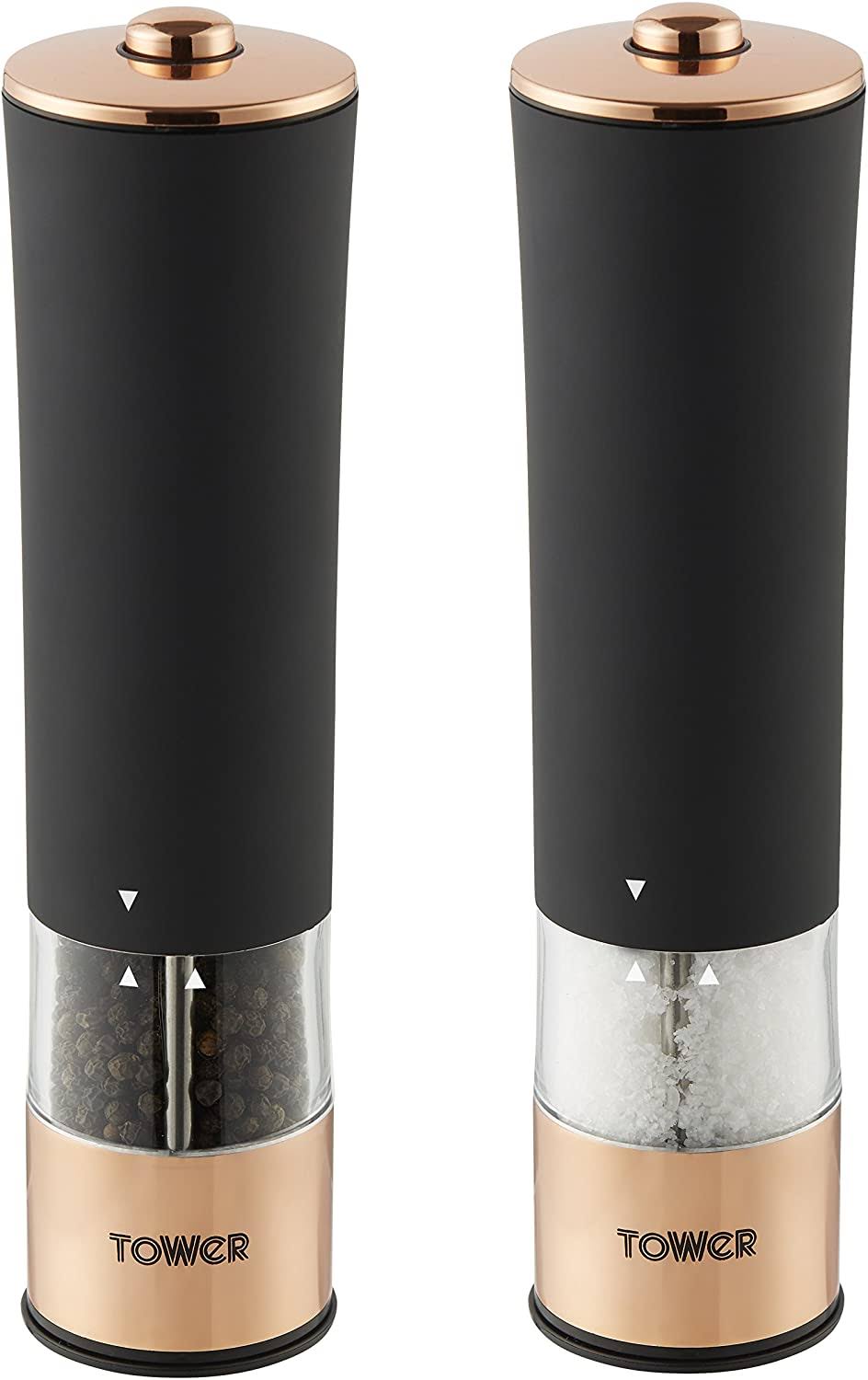 Stainless Steel Electric Salt and Pepper Mill, Rose Gold and Black V1458