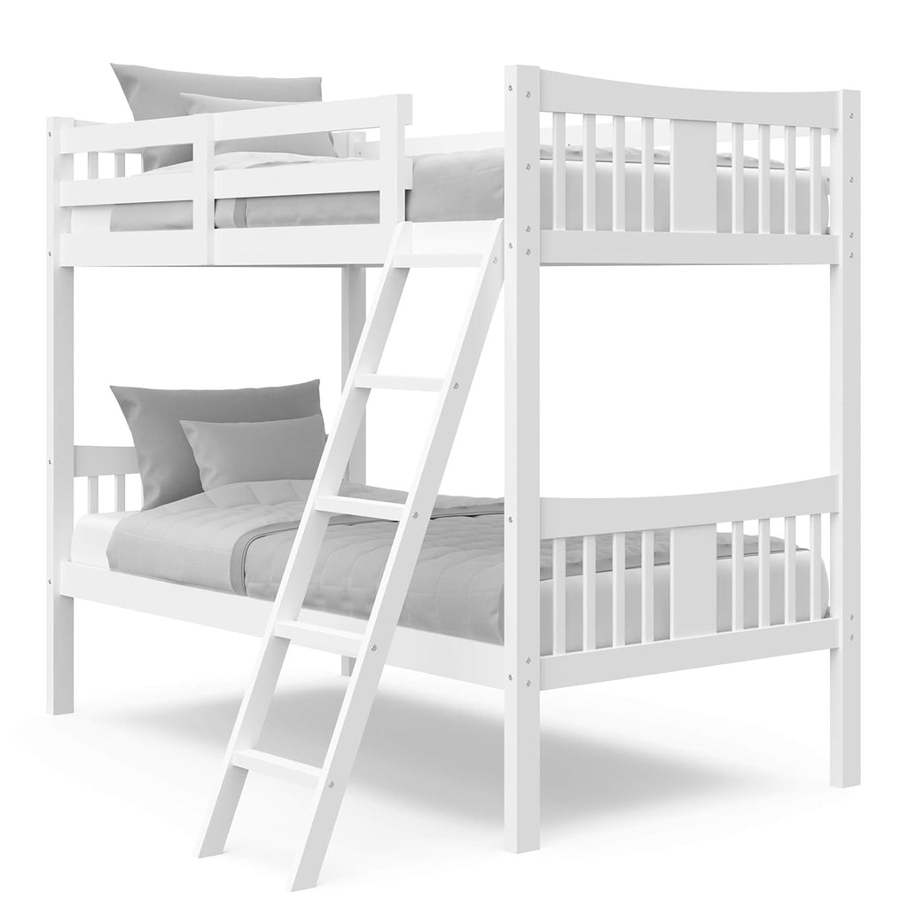 Gray Solid Hardwood Twin Bunk Bed with Ladder and Safety Rail U434