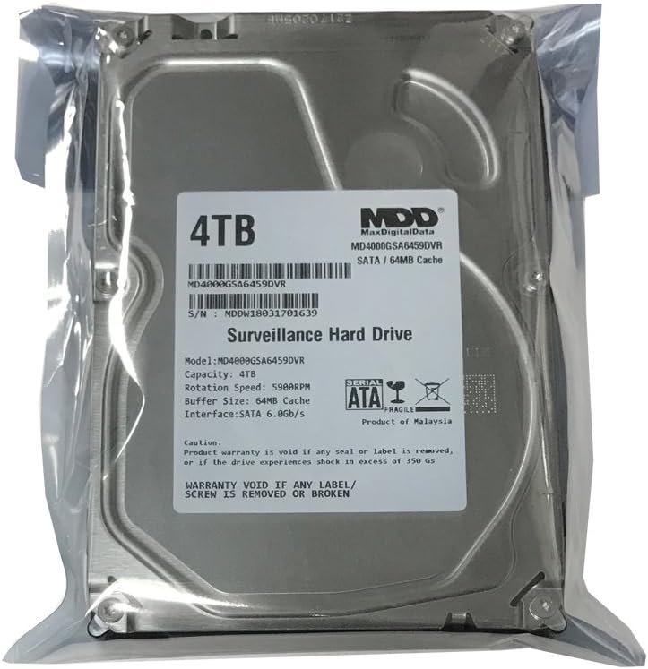 4TB 64MB Cache 5900RPM SATA 6.0Gb/s 3.5" Internal Surveillance DVR Hard Drive Pack of 2 L5182