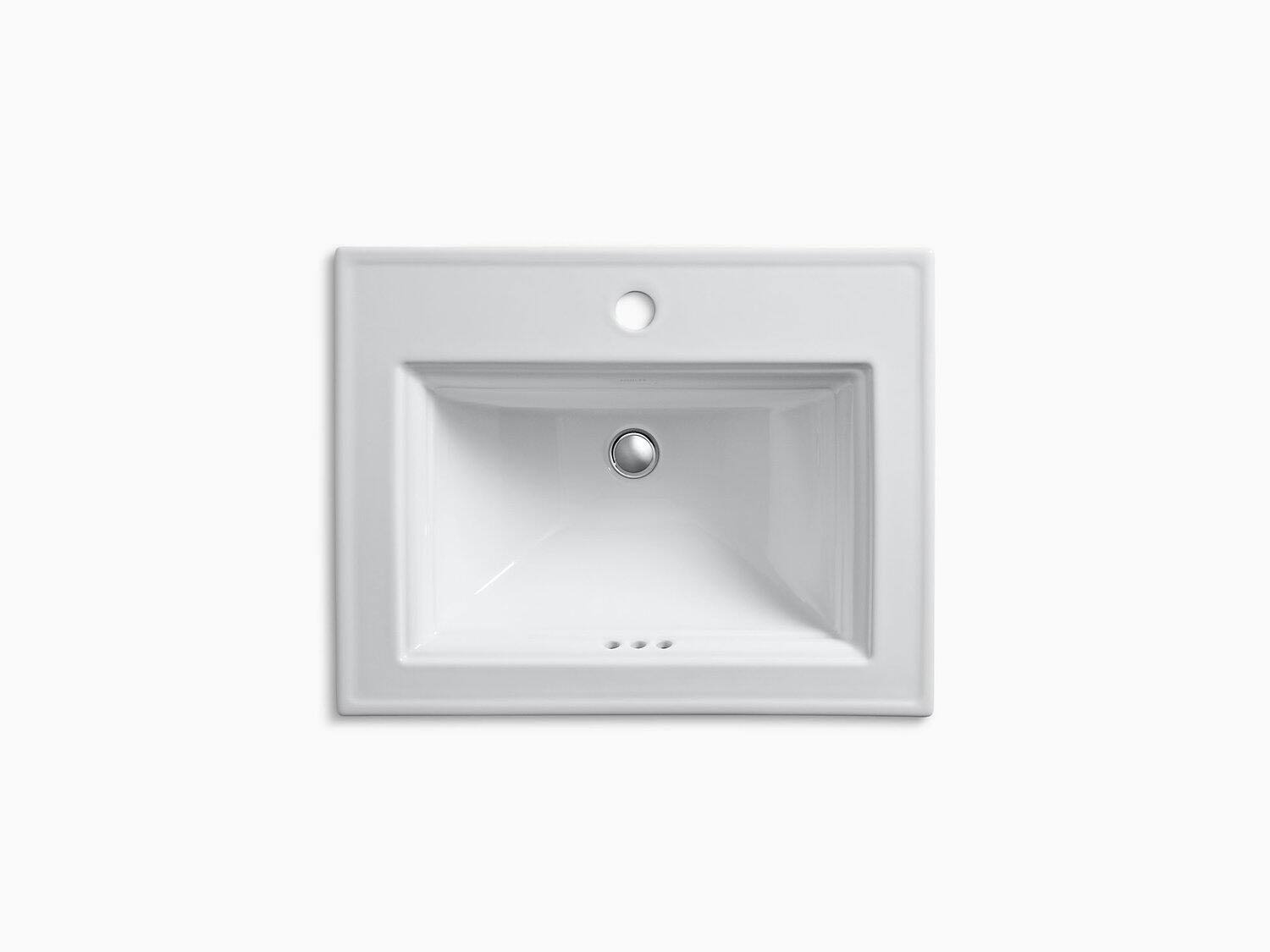 Thunder Grey Drop-In Bathroom Sink with Single Faucet Hole V31956