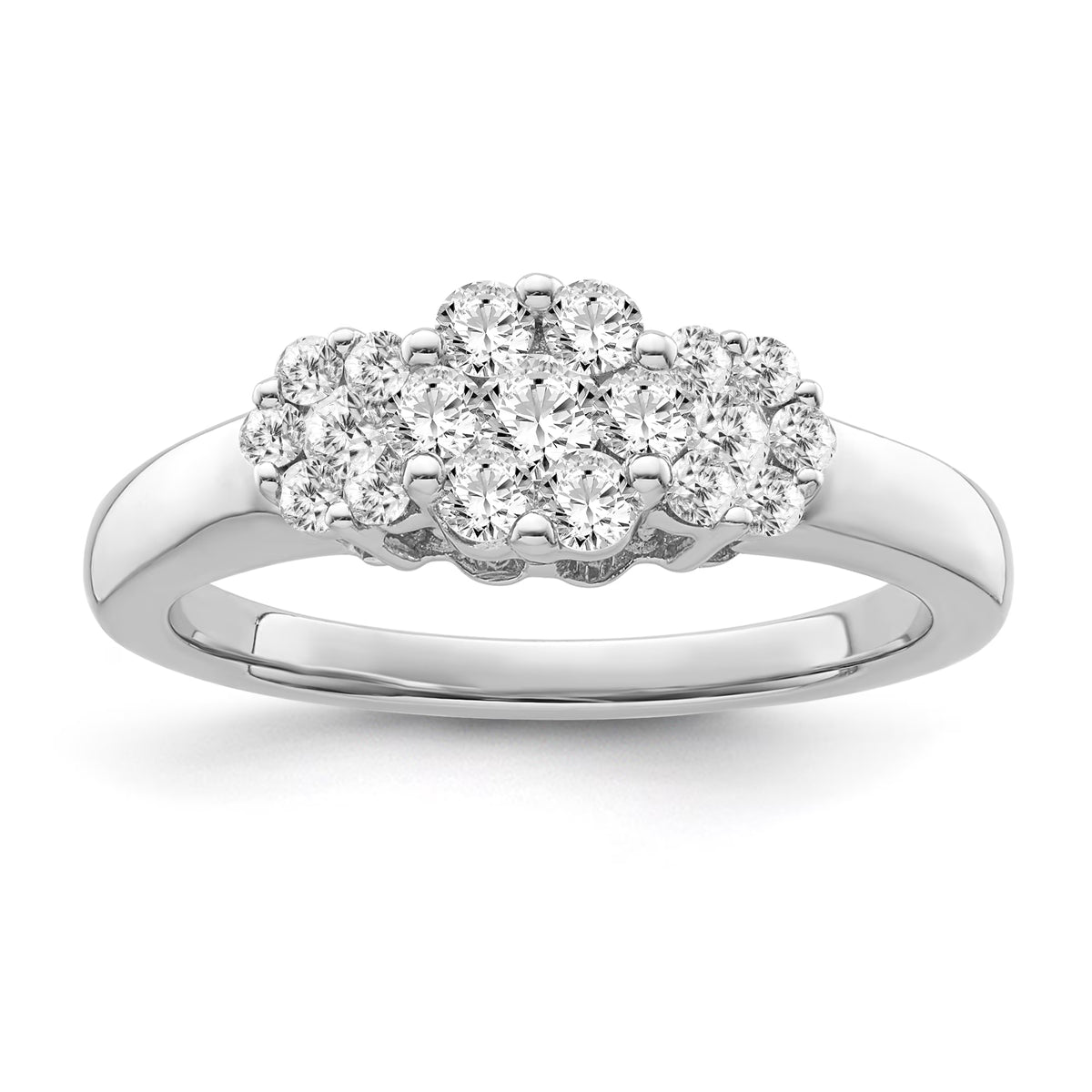 10K White Gold Diamond Cluster Band Ring, Size 8 O7645