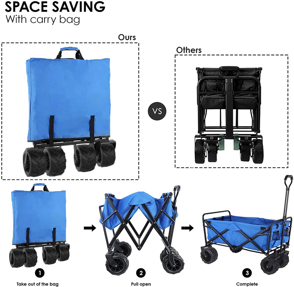 Folding Garden Cart Utility Wagon with Big Wheels Y8063