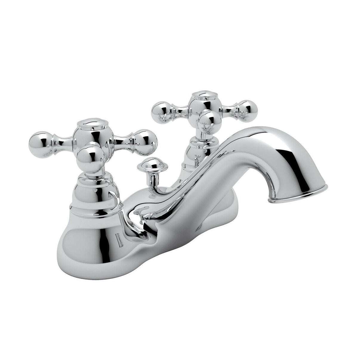 Polished Chrome Centerset Bathroom Faucet with Metal Cross Handles and Pop-Up J775399