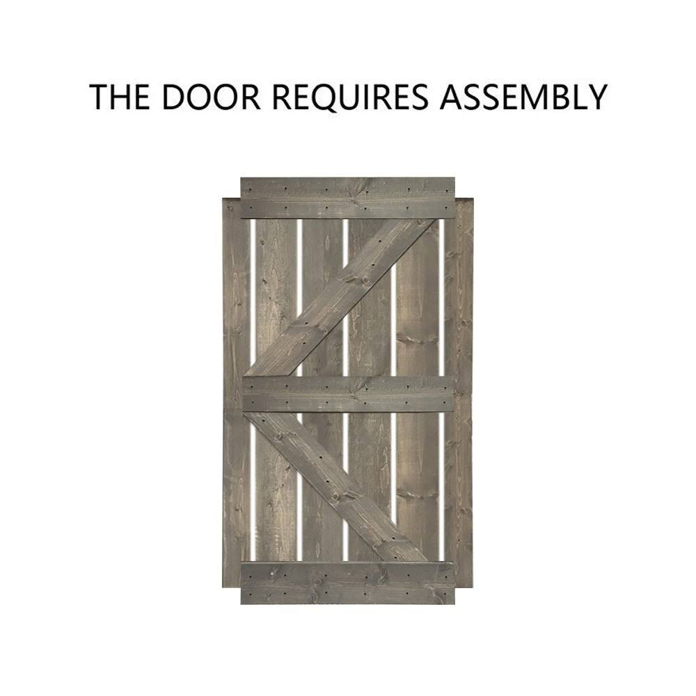 Carbon Gray Solid Pine Wood Interior Sliding Barn Door Y931538
