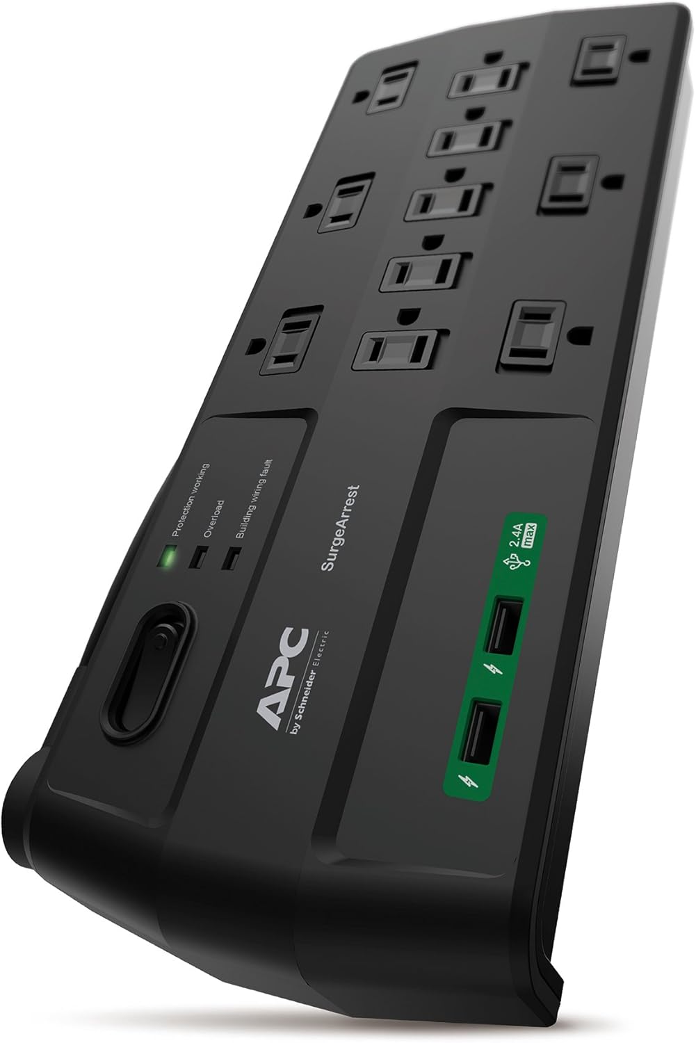 11 Outlet Power Strip Surge Protector with USB Ports, 2880 Joule, 8' Cord, Flat Plug, Black, Pack of 2 F61202