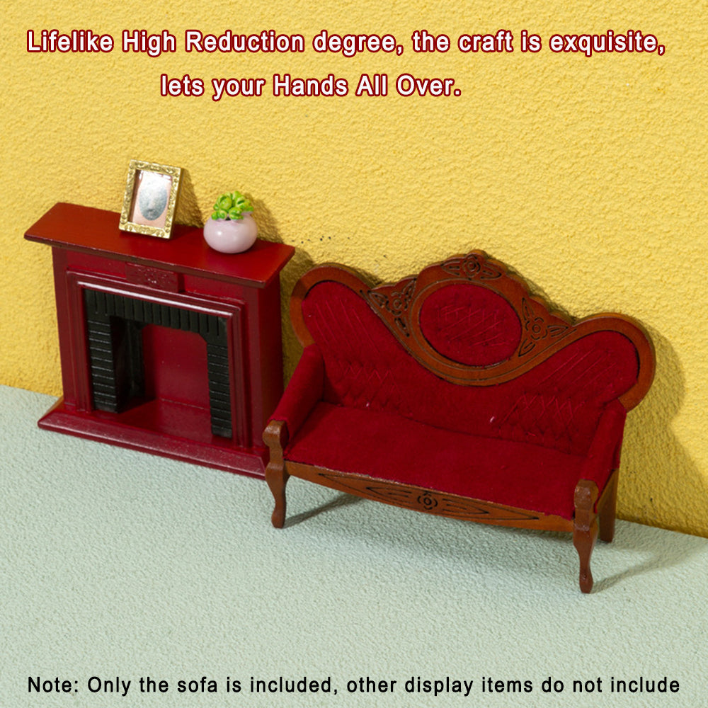 Walnut Color Dollhouse Miniature Sofa X121384