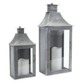Whitewash Metal Lantern Set of 2 X78504