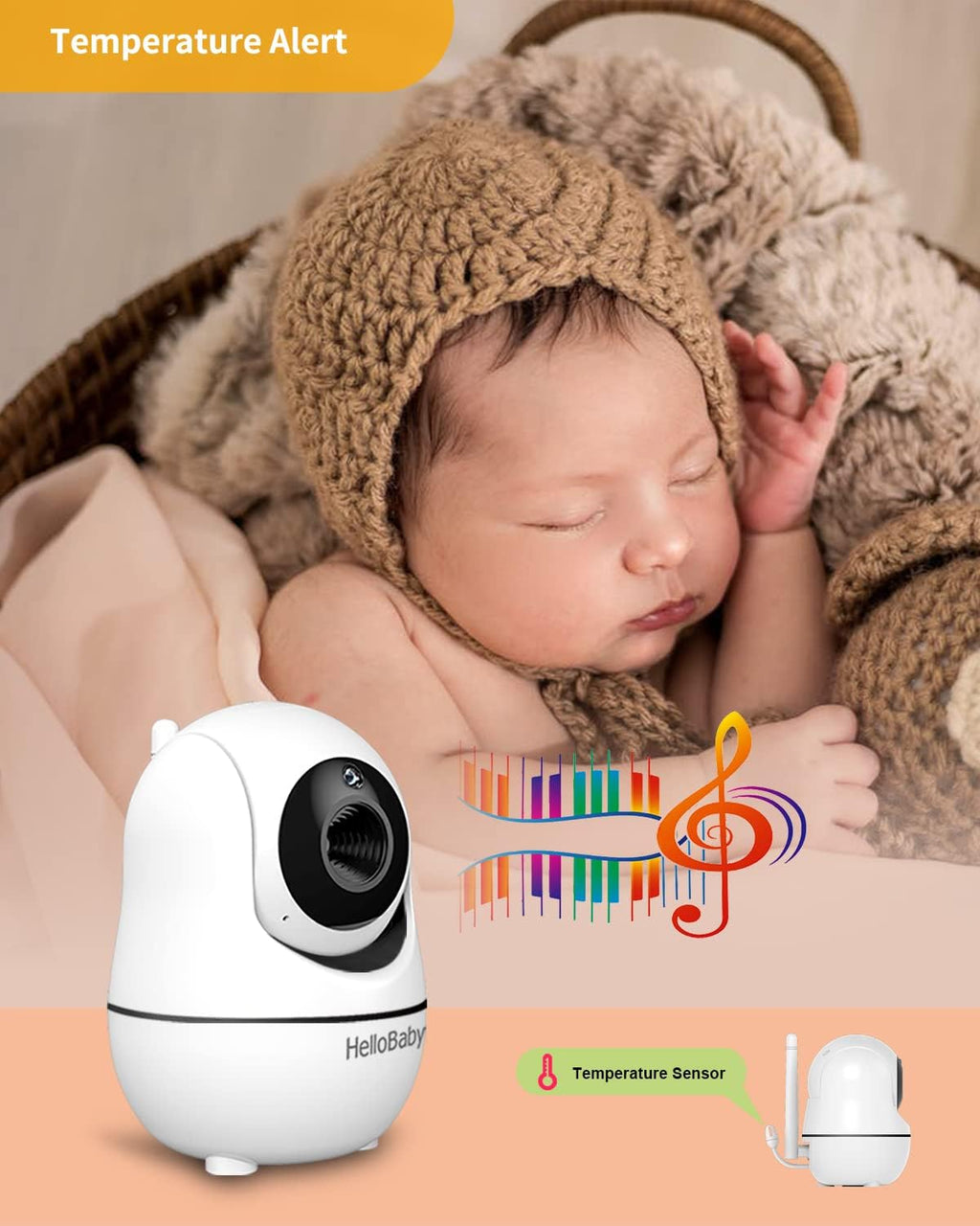 Baby Monitor with Camera and Audio, 3.2'' LCD Screen, Infrared Night Vision, Two Way Audio U58824