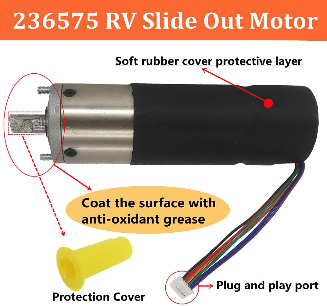 RV in-Wall Slide Out Motor, 300:1 High Torque Gear Ratio, 10mm, Black, Pack of 2 O799481