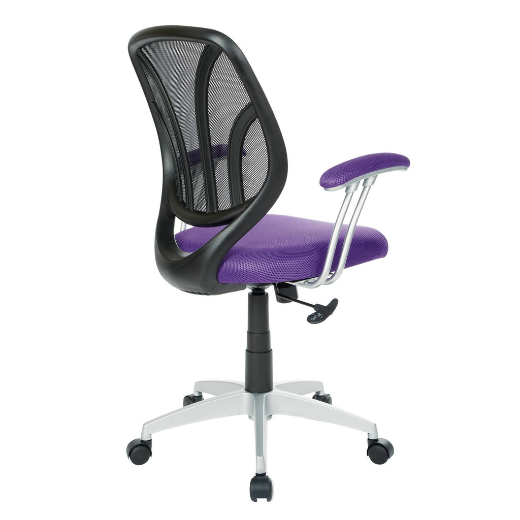 Purple Mesh Screen Back Chair with Silver Coated Arms and Base G95112