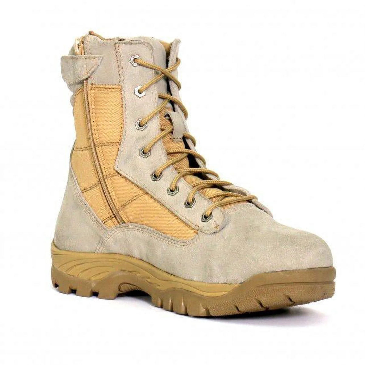 Tan Leather Lace Up Boots with Zippers I46912