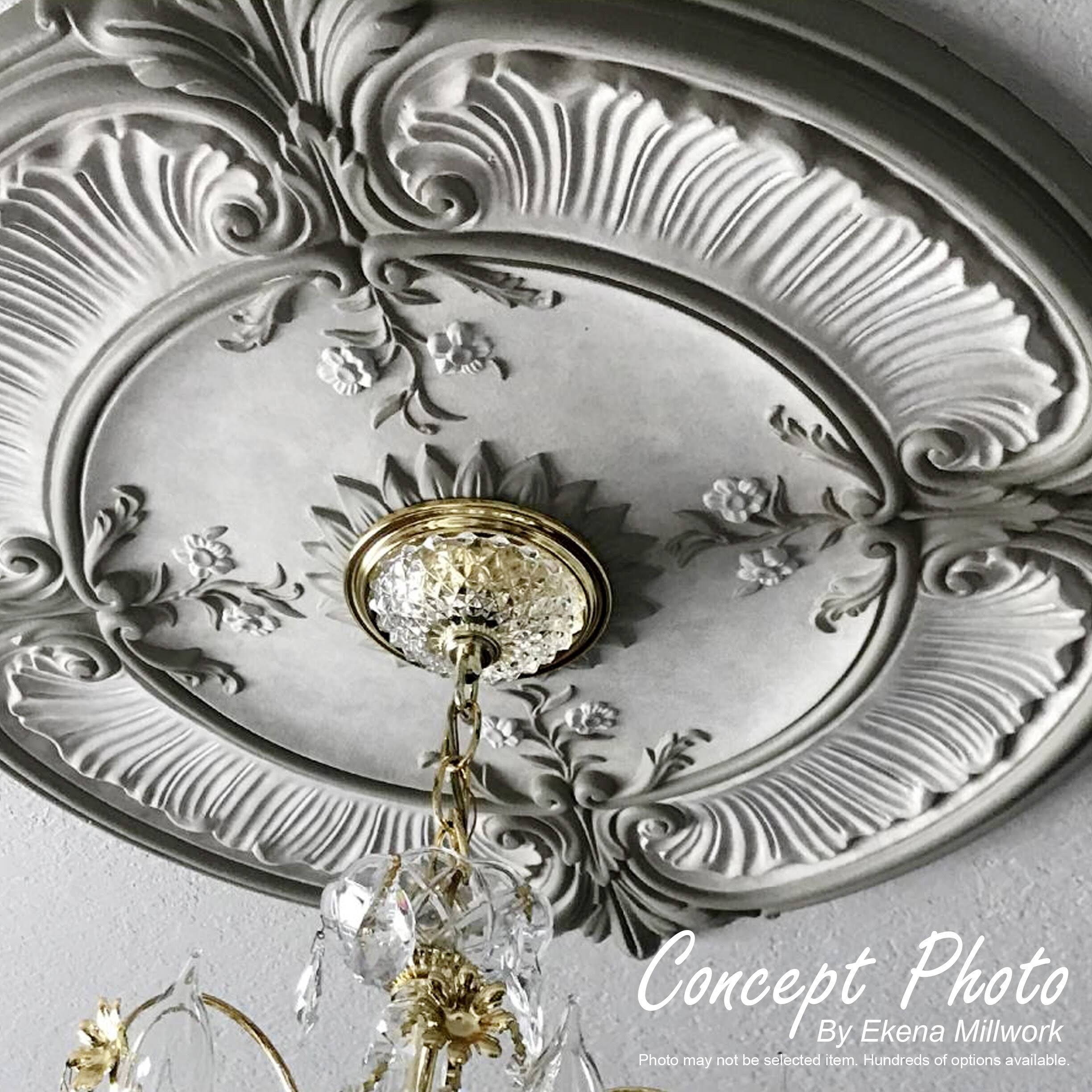Hand-Painted Silver Ceiling Medallion O11345