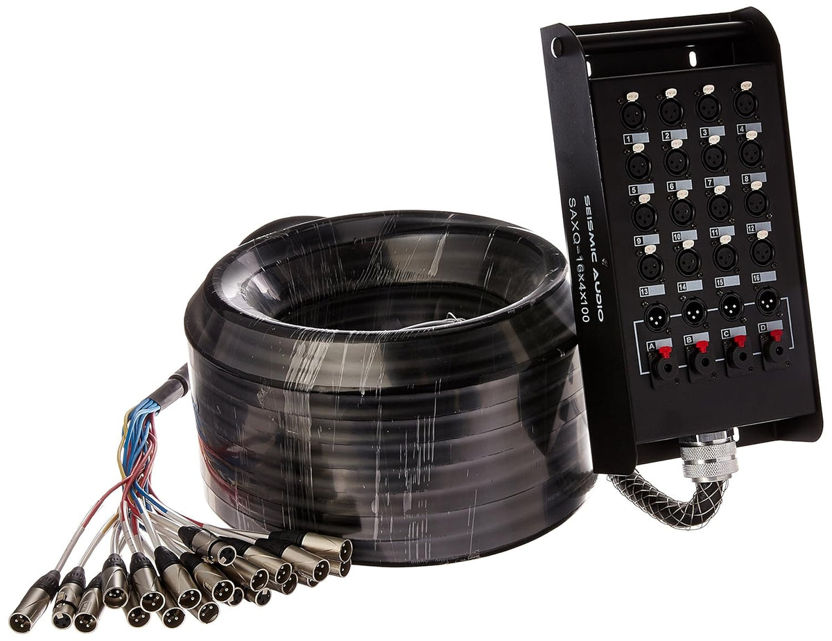 16 Channel 100' XLR Snake Cable with 4 XLR and 1/4 Returns K9436