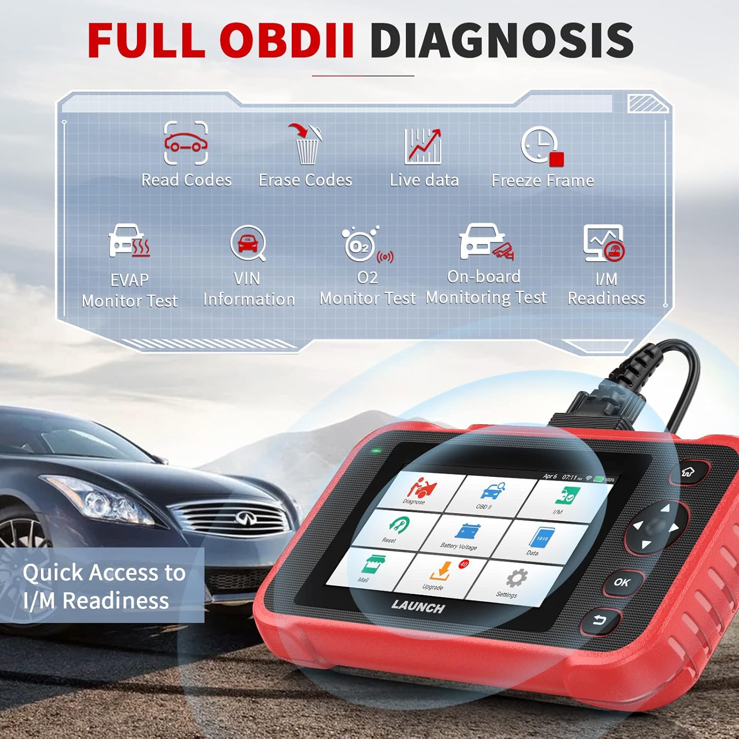 OBD2 Scanner Car Diagnostic Tool with 5" Touchscreen K834003