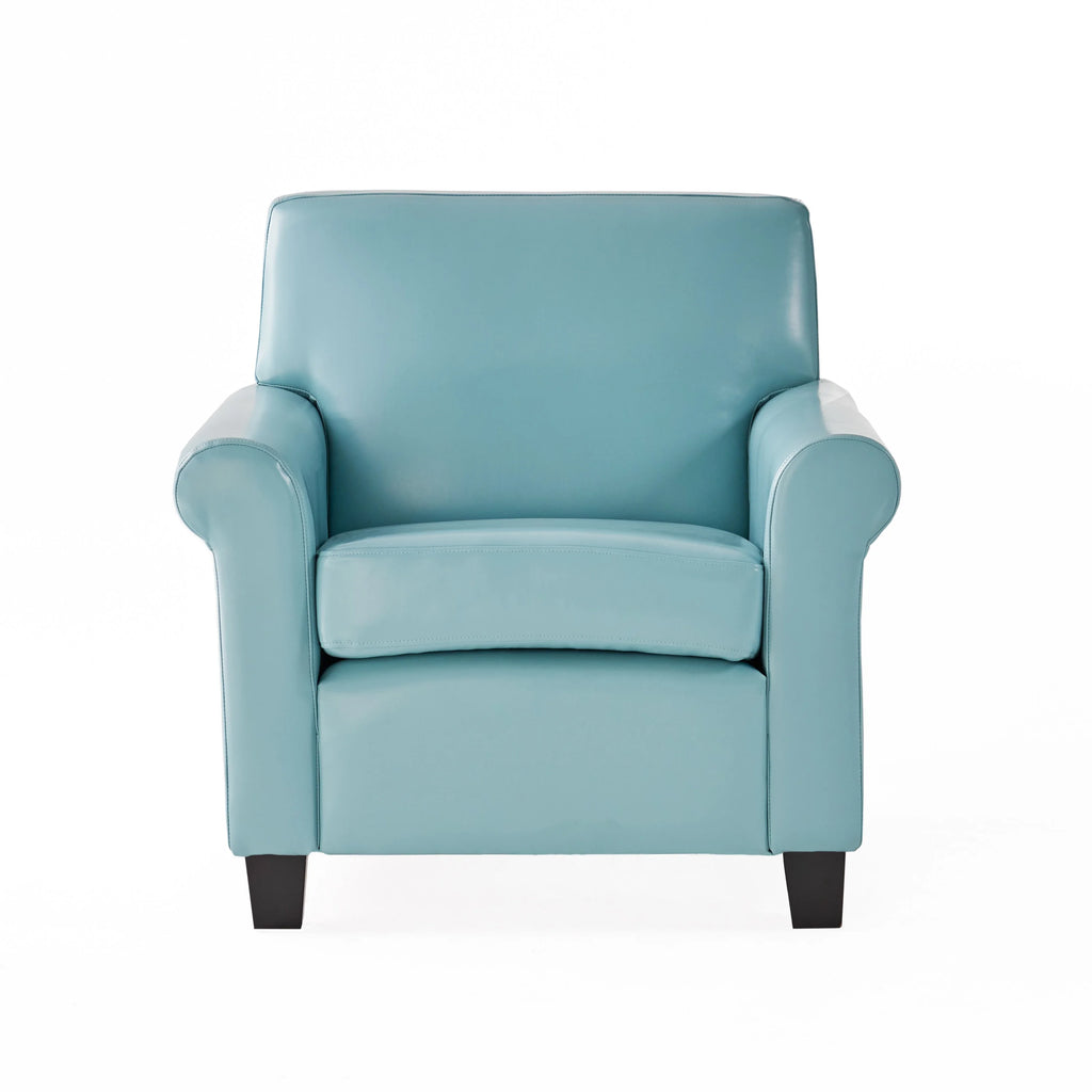Teal and Dark Brown Bonded Leather Club Chair H762