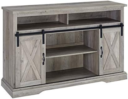 White Wood TV Stand Storage Cabinet Q15551
