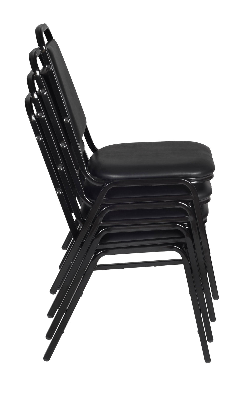 Mahogany Black Square Breakroom Table with 4 Stack Chairs H499