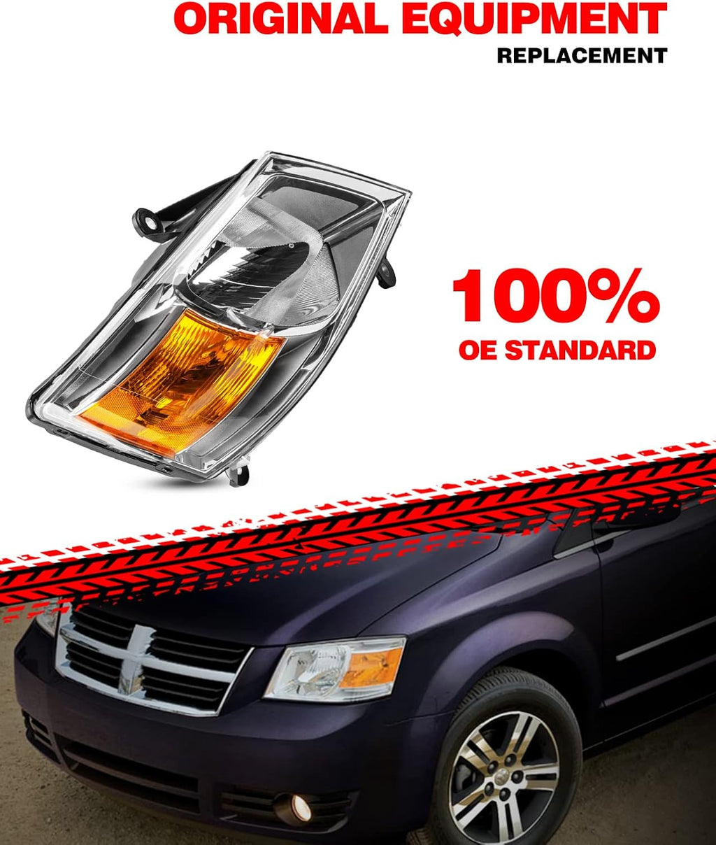 Headlight Assembly Chrome Housing Amber Reflector Clear Lens W631