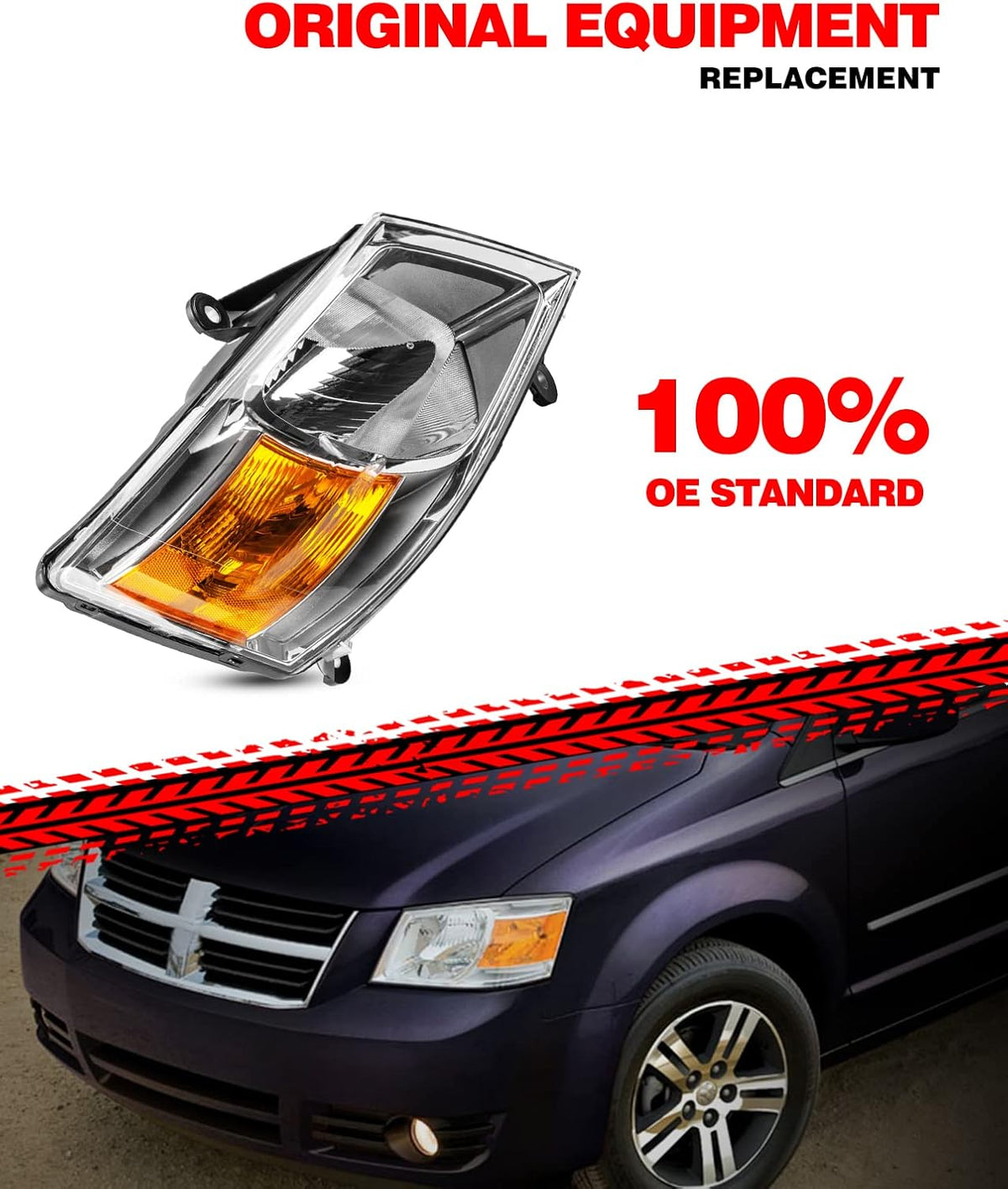 Headlight Assembly Chrome Housing Amber Reflector Clear Lens W631