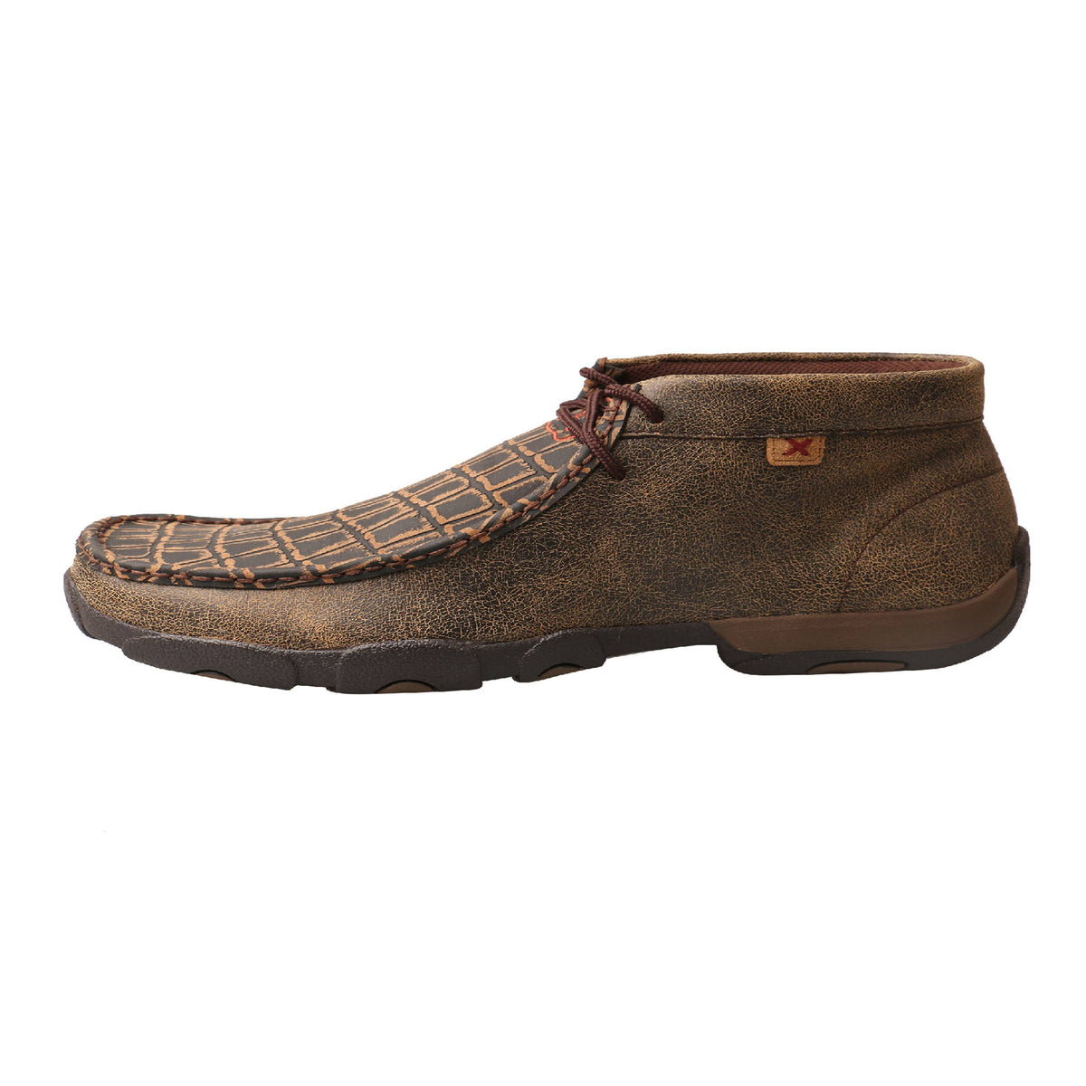 Cayman Print Brown Leather Driving Moc A496