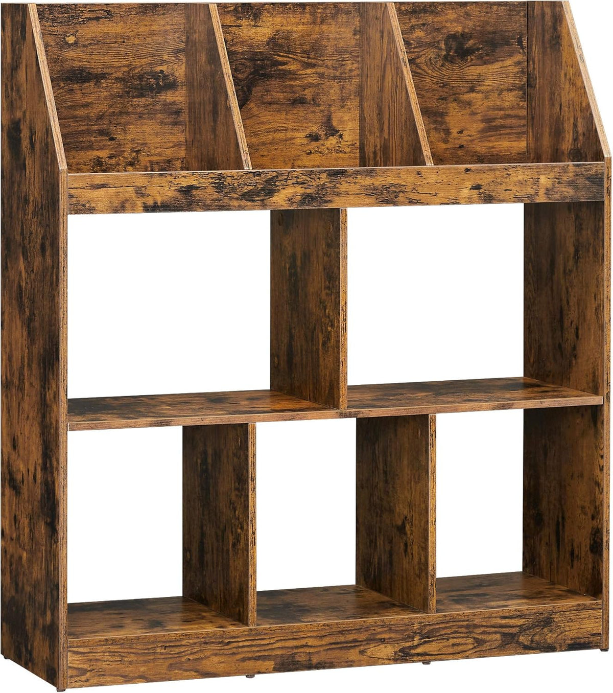 Rustic Brown Bookshelf with Cubbyholes H858